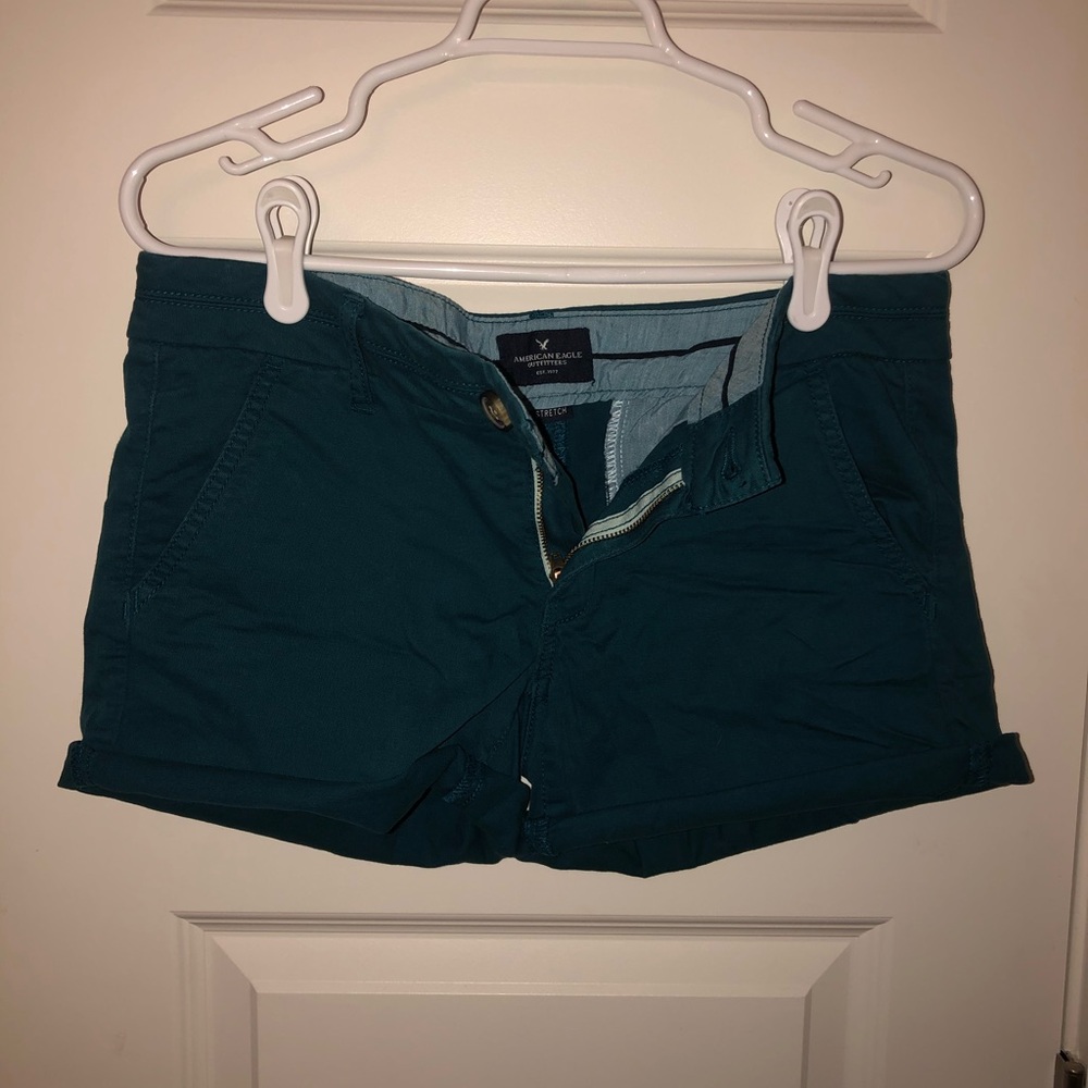 AEO Dark Teal MIDI Stretch Shorts